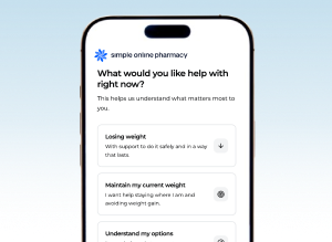 Online health assessment screenshot on a mobile device